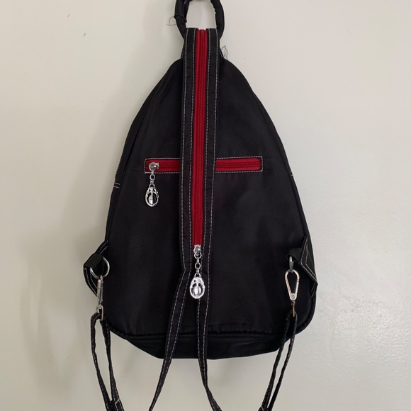 Black Dragonfly Embroidered Convertible Backpack / Sling Bag - Picture 2 of 13